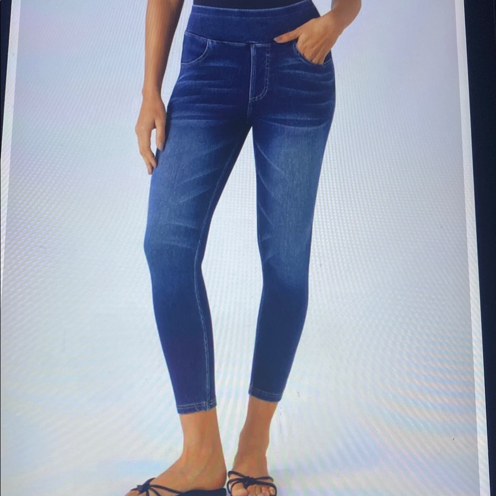 1X. HALARA FLEX STRETCHY HIGH WAISTED TUMMY SUPPORT DENIM LEGGINGS
